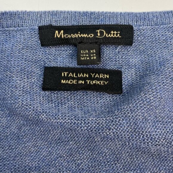 MASSIMO DUTTI Italian Yarn Open Front Cardigan Sz XS Blue - Picture 3 of 3
